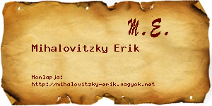 Mihalovitzky Erik névjegykártya